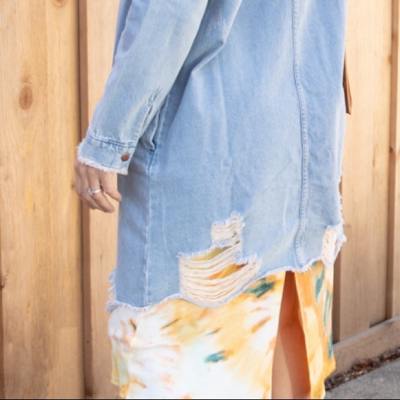 NWT Distressed long denim jacket - Picture 11 of 11